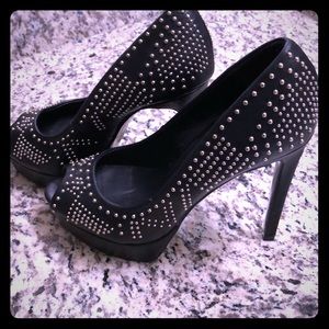 MANGO black studded heels